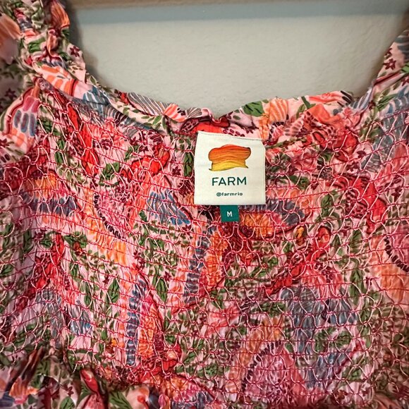 Farm Rio Pink Macaw Flight Smocked Top Maxi Dress - Picture 2 of 6